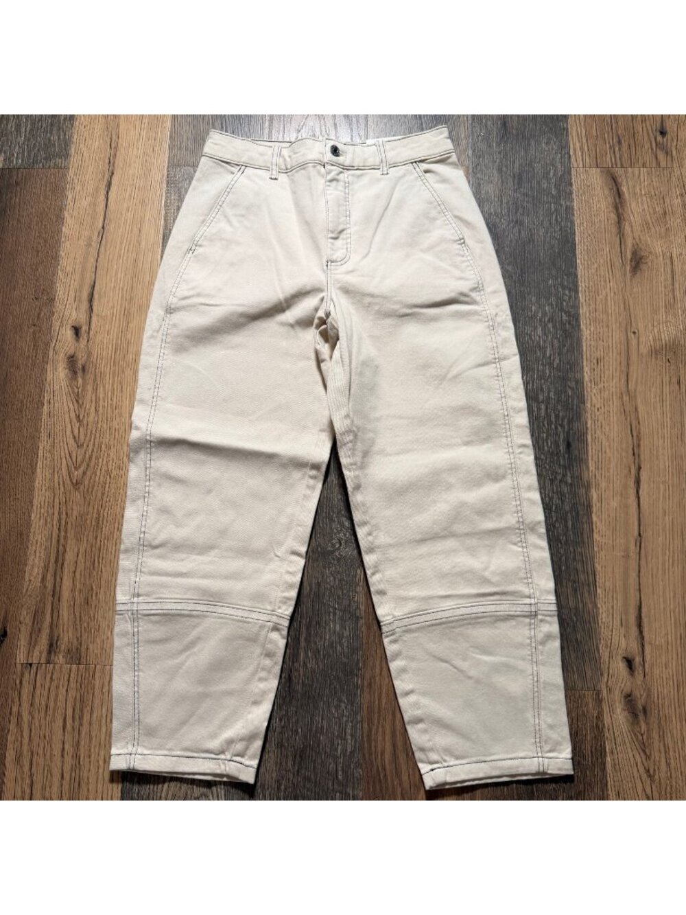 Everlane The Twill Utility Barrel Pants Bon Contrast Stitching Size 8R NWT